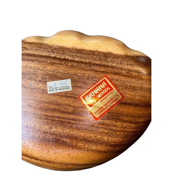 Vintage Kahana Woods Monkeypod Set of 2 Divided Chip Dip Serving Dishes - Picture 5 of 6